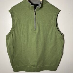 Carnoustie Mens Pullover‎ Golf Sleeveless Vest 1/4 Zip Lined Green Cotton XL